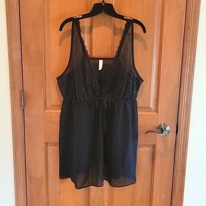 Cacique Seriously Sexy Black Sheer Babydoll Teddie Size 22/24 3X